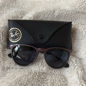 Ray-Ban Erika Classic plum/bronze frames with gray lenses and black case